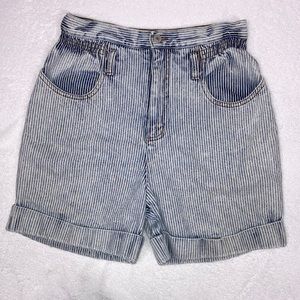 Vintage jordache acid washed distressed high waisted engineer stripe shorts 9/10